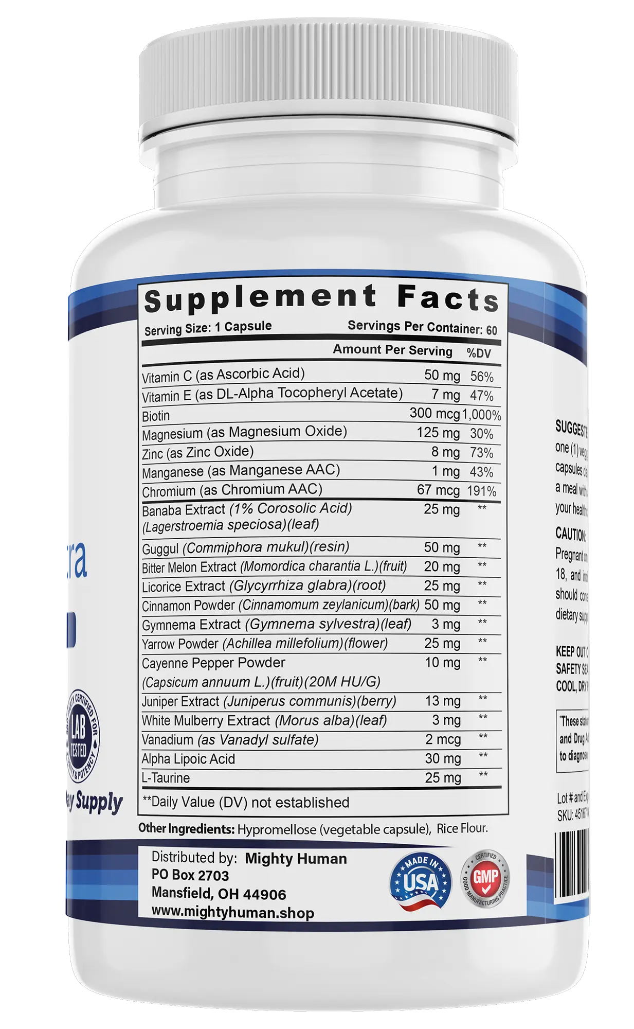 Blood Sugar Ultra - Comprehensive Metabolic Support - 60 Capsules Mighty Human