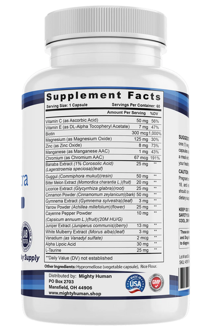 Blood Sugar Ultra - Comprehensive Metabolic Support - 60 Capsules Mighty Human