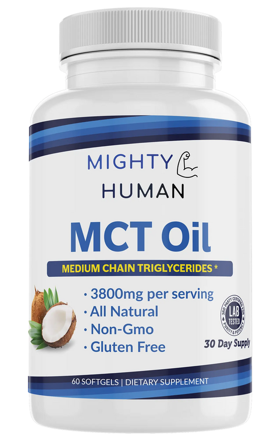 MCT Oil - Pure Medium Chain Triglycerides for Ketogenic and Low-Carb Diets - 60 Softgels Mighty Human