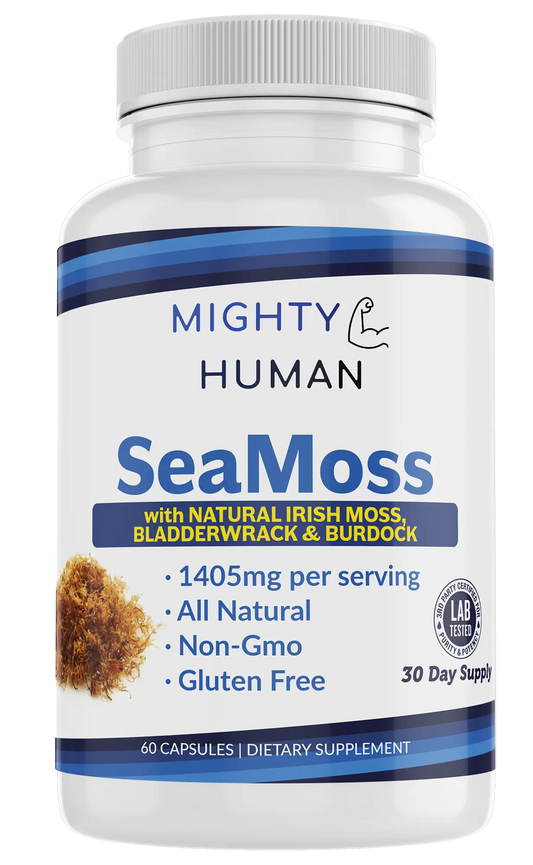 SeaMoss - Natural Irish Moss, Bladderwrack & Burdock Supplement - 60 Capsules Mighty Human